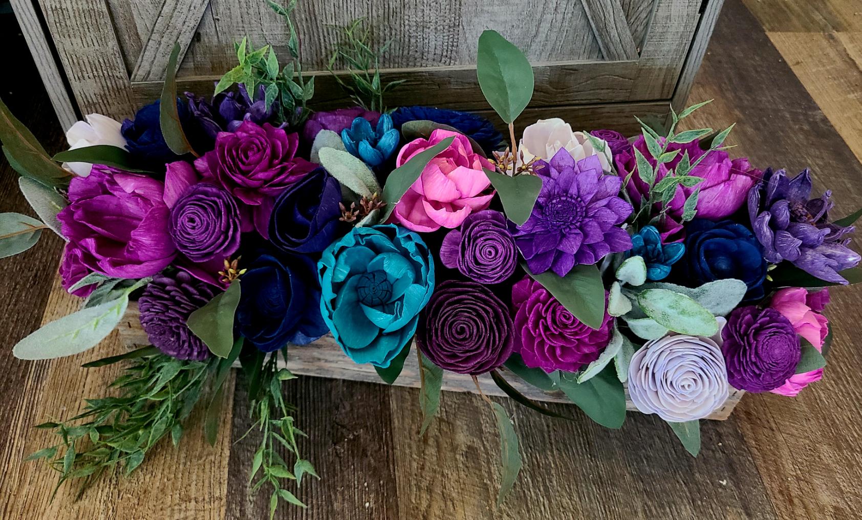 Peacock Theme Wood Flower Centerpiece Box, Mantelpiece Decor, Mother's Day  Flowers, Purple and Teal Wood Flowers - Etsy Israel, image size:1684x1016