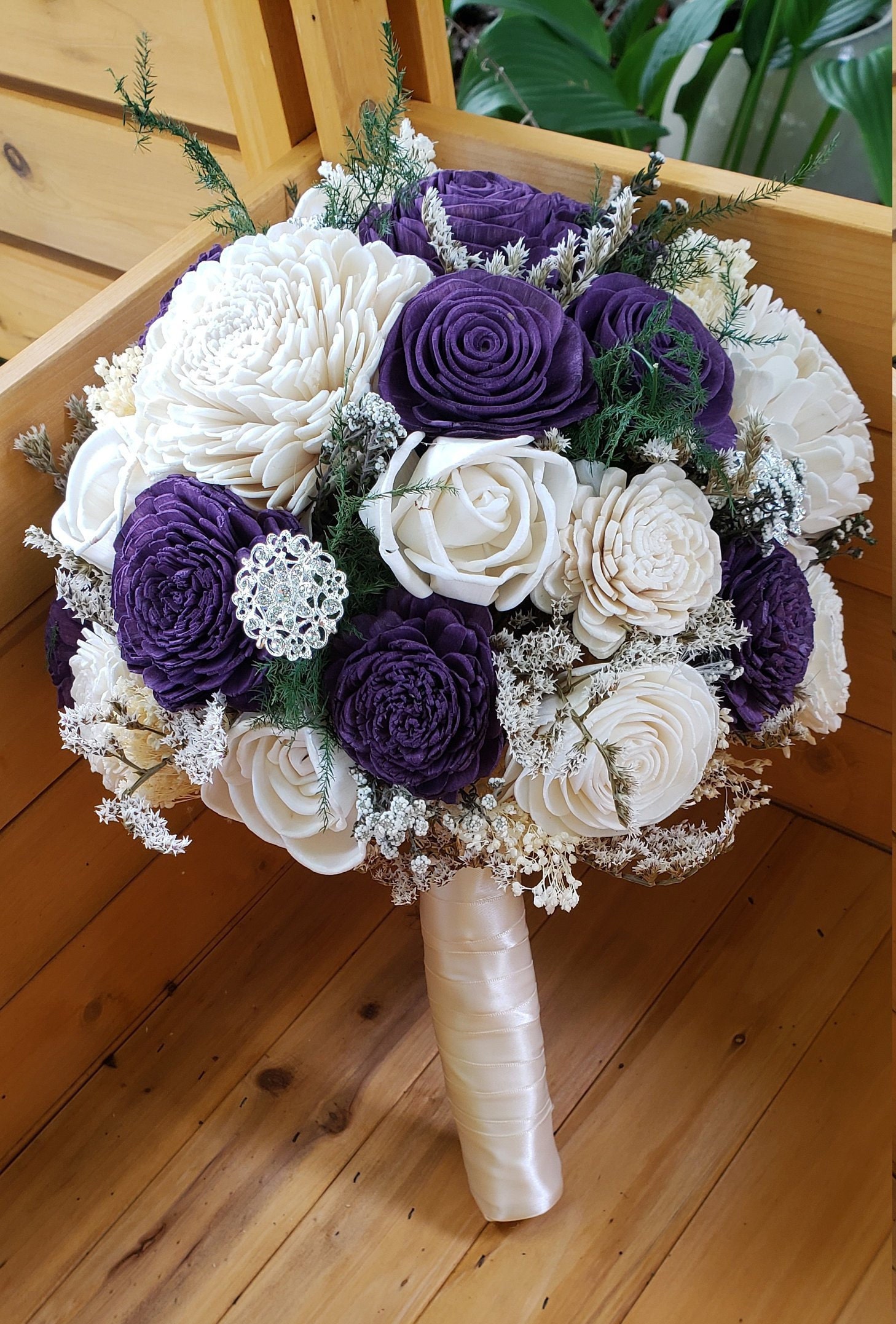 Dark Purple Sola Wood Flower Bouquet Plum Wooden Bouquet | Etsy Canada
