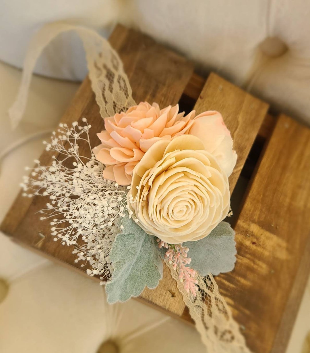 Blush Wrist Corsage Sola Wood Flowers Mom Corsage Etsy
