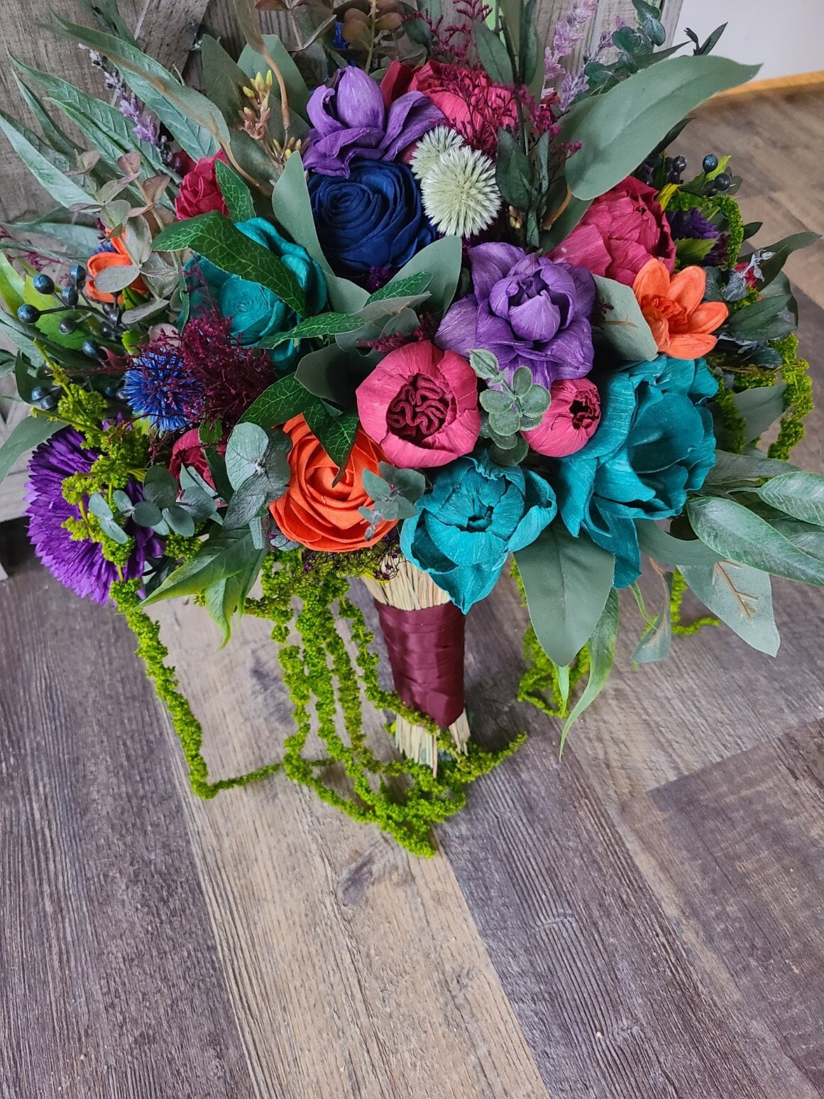 Teal Purple Sola Wood Flower Bouquet