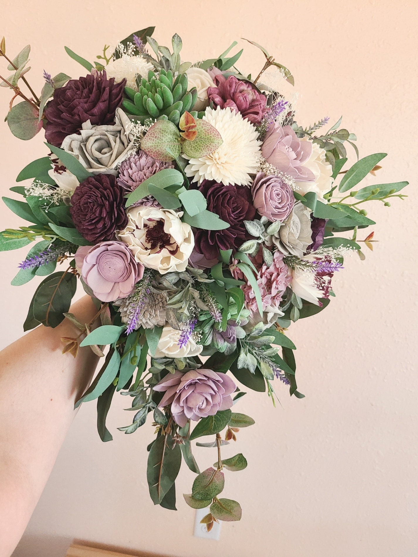 Cascading Wedding Bouquet – Succulent Artworks