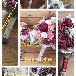 Ivory bouquet, bark flower bouquet, sola flower bouquet, Winter Bouquet, Boho Woods Bouquet image 5