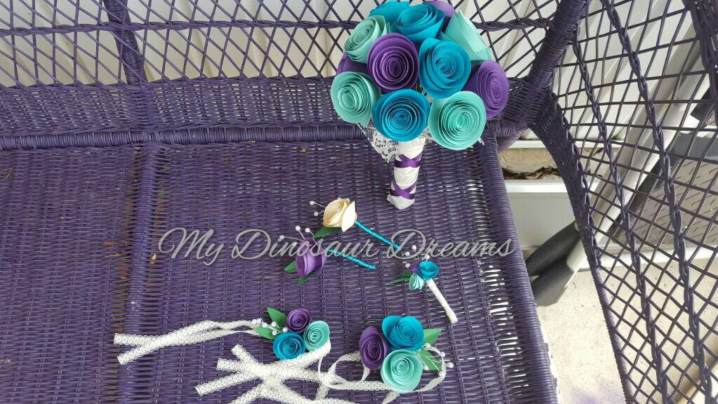 Handmade Paper Flower Rose Wedding or Prom Corsage With Lace Tie for ...