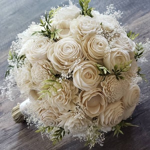 Sola flower bouquet,  ivory bouquet,  natural bouquet with greenery