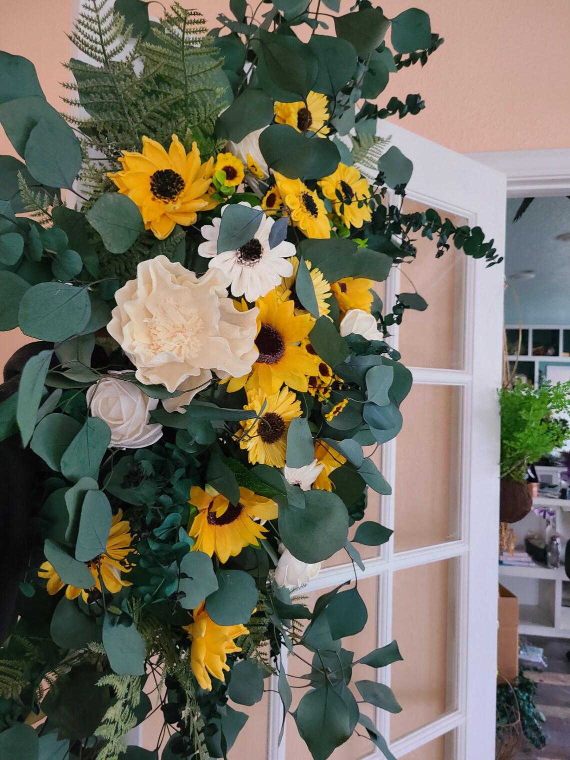 Sunflower Wedding Arbor Swag Wood Flower Arch Decor Fall Etsy