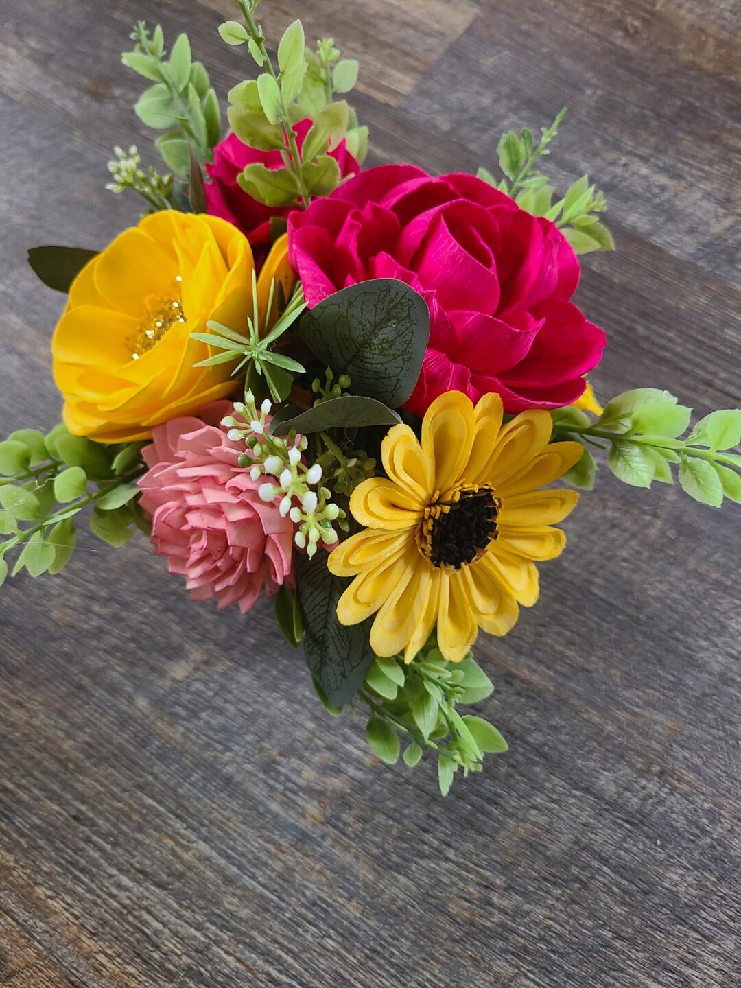 Bright Pink and Yellow Spring Flower Box, Mother's Day Mini Centerpiece ...