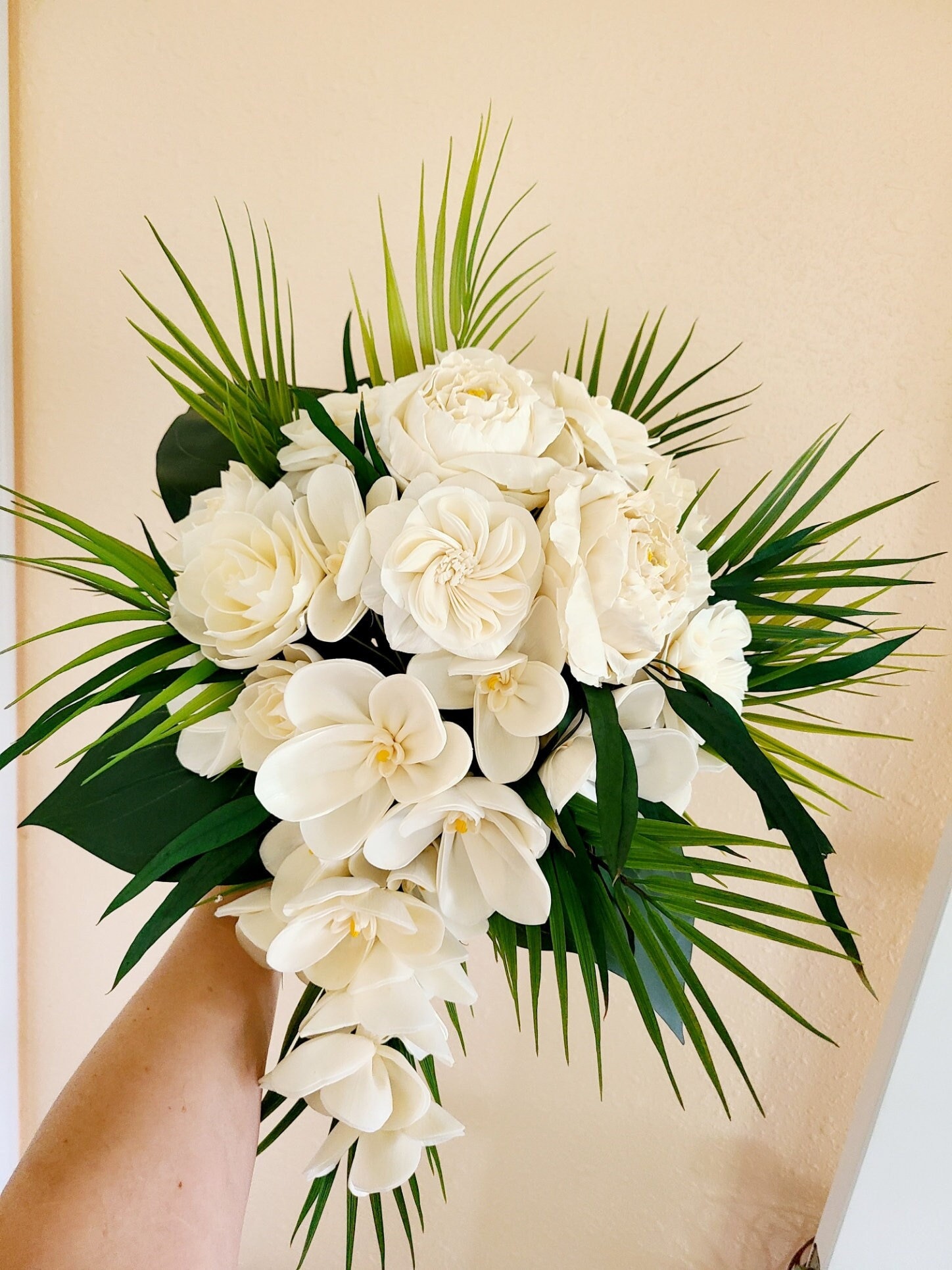 Cascading Sola Wood Bridal Bouquet: Tropical Orchid Wedding Flowers - Etsy, image size:1448x1931