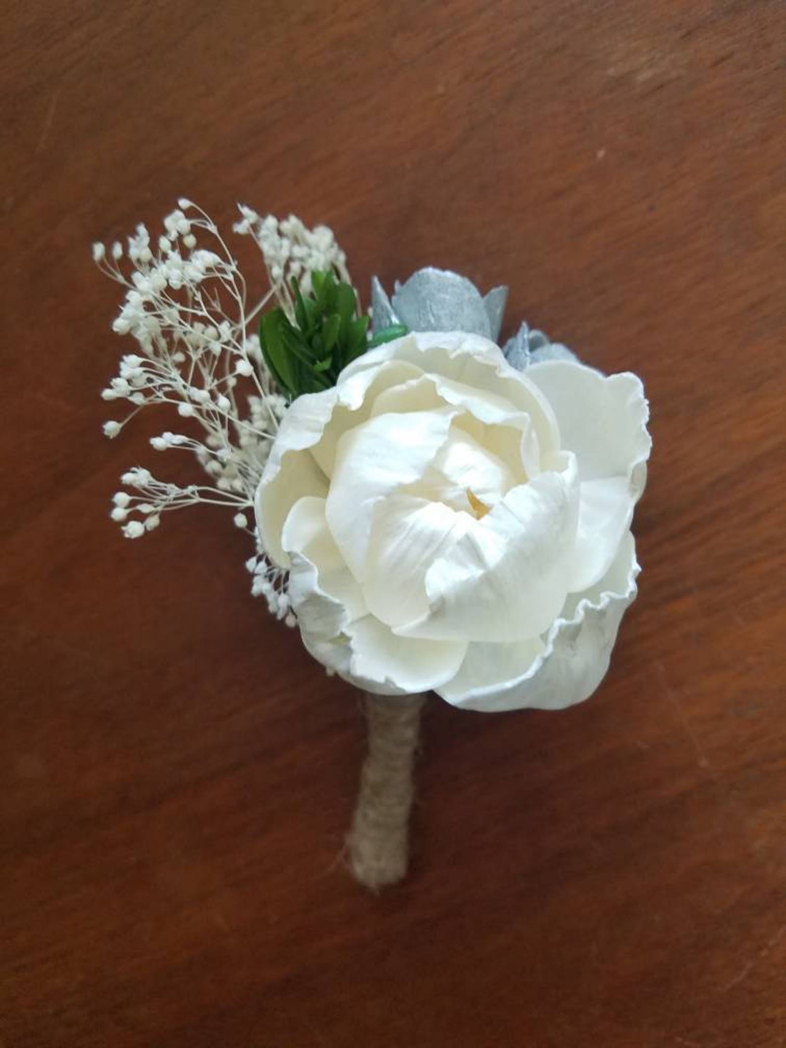 Sola Boutonniere Wood Boutonniere Peony Boutonniere Groom Etsy