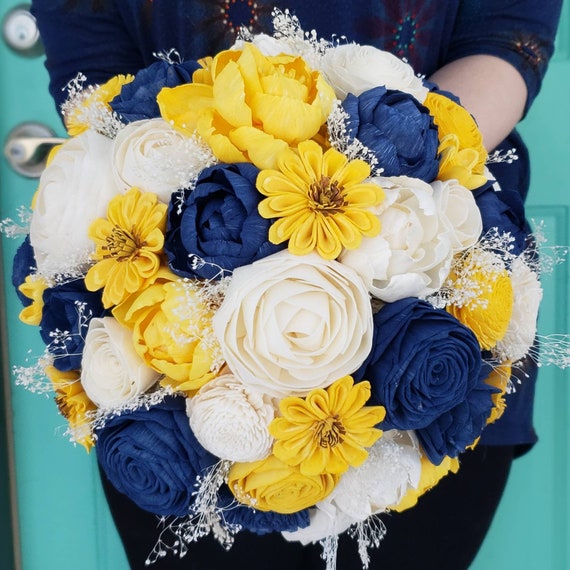 Bouquet de tournesol bleu foncé et jaune bouquet de fleurs en - Etsy France