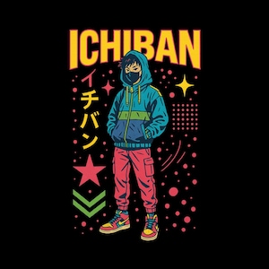 Ichiban is #1 Japanese Streetwear Shirt – Bold Anime Urban Graphic Tee | Vaporwave Cyberpunk Style T-Shirt | Retro Techwear Japan Aesthetic