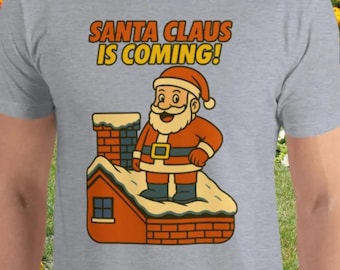 Retro kerst-T-shirt kerstman: grappig vintage T-shirt met grafische print voor de feestdagen