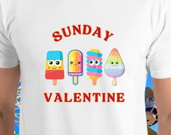 Cute Sunday Valentine Shirt Kawaii Ice Cream Popsicle Tee Whimsical Summer Aesthetic Shirt Happy Popsicle Graphic Tee Sweet Love Shirt