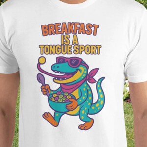Camiseta engraçada de cereal de lagarto - Camiseta esportiva com língua de café da manhã - Camiseta fofa de lagartixa comendo cereal - Camiseta colorida retrô de lagarto para café da manhã - Camiseta esportiva de lagarto com língua de café da manhã - Camiseta fofa de lagarto com língua de café da manhã - Camiseta engraçada de lagarto com língua de café da manhã