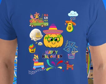 Happy Halloween Shirt Festive Nacho Pumpkin Cupcake Rainbow Ice Cream Avocado Piñata Cute Kawaii Rain Cloud Shirt Funny Helicopter Hotdog