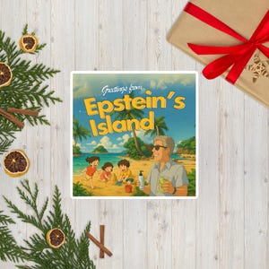 Sticker pour carte postale Epstein Island (style Ghibli)