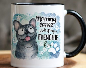 French Bulldog Mug Personalized Dog Portrait Coffee Mug Funny Cartoon Frenchie Mug Gift For Dog Lover Pet Parent Custom Pet Watercolor Mug