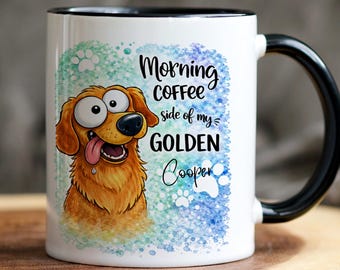 Golden Retriever Mug, Personalized Dog Portrait Coffee Mug Gift For Dog Lover, Cartoon Pet Mug Custom Dog Gift