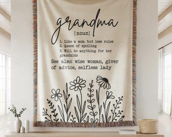 Grandma Definition Floral Woven Blanket - Custom Grandparent Gift