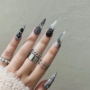 Libra Zodiac Press On Nails: Hand-Painted Y2K Style, Reusable