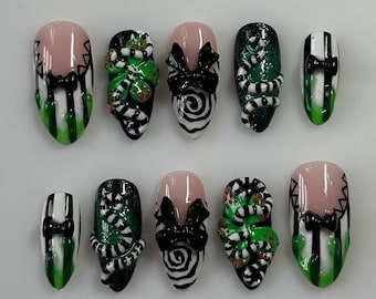 Creepy 3D Press On Nails: Spooky Cosplay Handmade False Nails