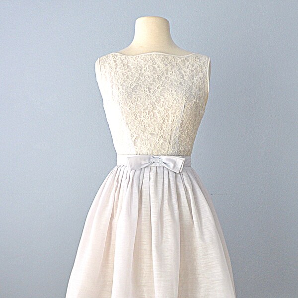 1960s Party Dress...JEANNE d'ARC Pale Blue and Ivory Lace Party Dress Wedding Dress Prom Dress