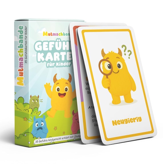 Gefühlskarten Kinder, 35 Emotionskarten mit Erklärungen, Gefühlsmonster,  Emotionen verstehen, Montessori Lernkarten - Mutmachbande