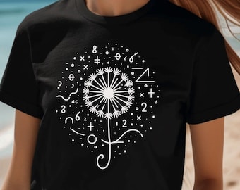 Celestial Math teacher shirt, teacher appreciation for mathematics, math symbols tee, perfect gift for math tutor, abstract dandelion tee