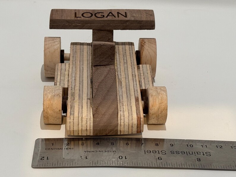 Logan Ruler Personalized Wooden Race Car – Custom Engraved Name Gift for Kids ...