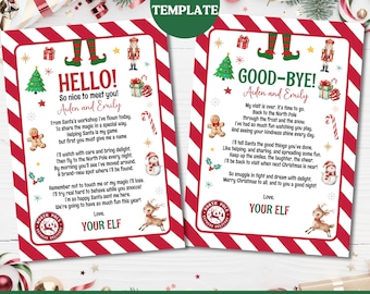 Editable Elf First Time Arrival Letter and Goodbye Letter Set, Christmas Elf Hello Good-Bye Note, Shelf Letter, Elf First Letter A55