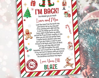 Editable Returning Elf Arrival Letter, Christmas Elf Hello Note, Shelf Letter, Elf I'm Back Personalized Template, Shelf Letter for kids A60