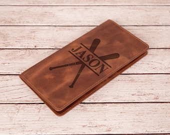 Baseball Leather Wallet – Personalized Engraved Wallet, Gift for Fans