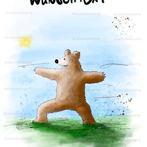 Yoga Bear, posture du bon héros, Virabhadrasana ou texte souhaité