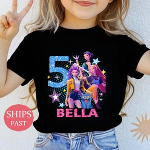 Custom Huntrix Birthday Girl Shirt,Personalized Kpop Demon Hunter Birthday Tee,Gift for Huntrix Fan,Huntrix T-Shirt,Mira Rumi Zoey Shirt afbeelding 1
