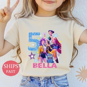 Custom Huntrix Birthday Girl Shirt,Personalized Kpop Demon Hunter Birthday Tee,Gift for Huntrix Fan,Huntrix T-Shirt,Mira Rumi Zoey Shirt afbeelding 7