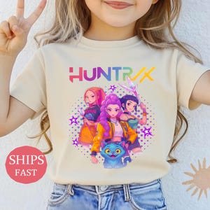 Kpop Demon Hunters Shirt,Derpy Tiger Tee,Huntrix Kids Shirt,Huntrix Girls T-Shirt,Huntrix Fans gift,Birthday Gift for Kid,Kpop Movie Tee image 9