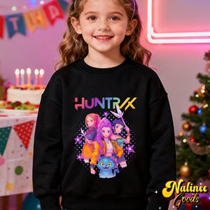 Kpop Demon Hunters Shirt,Derpy Tiger Tee,Huntrix Kids Shirt,Huntrix Girls T-Shirt,Huntrix Fans gift,Birthday Gift for Kid,Kpop Movie Tee image 4
