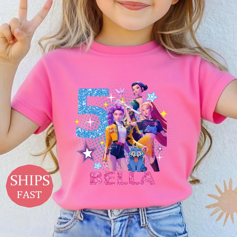 Custom Huntrix Birthday Girl Shirt,Personalized Kpop Demon Hunter Birthday Tee,Gift for Huntrix Fan,Huntrix T-Shirt,Mira Rumi Zoey Shirt afbeelding 8