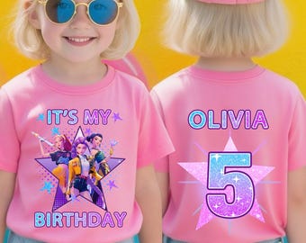 Custom Huntrix Birthday Girl Shirt,Personalized Kpop Demon Hunter Birthday Tee,Gift for Huntrix Fan,Huntrix T-Shirt,Mira Rumi Zoey Shirt