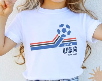 Vintage USA World Cup Soccer Tee,Patriotic Kids Game Day Shirt,Casual Stylish Top,Great Gift For Young Soccer Fans,USA Soccer Fan Apparel