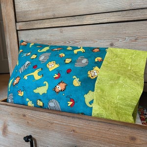 Children&#39;s Animal Print Toddler/Travel Pillowcase | Fits 13&quot; x 18&quot; pillow | Ready to Ship | Made with recycled cotton fabric