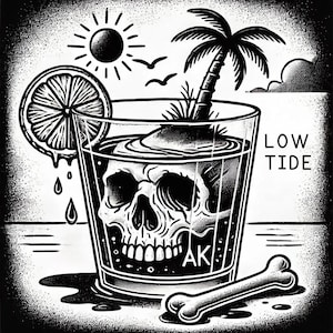 Camiseta de marea baja, camiseta de calavera de marea baja, camiseta de calavera costera, camiseta de calavera de palmera, marea baja costera, camiseta de calavera, camiseta costera, marea baja