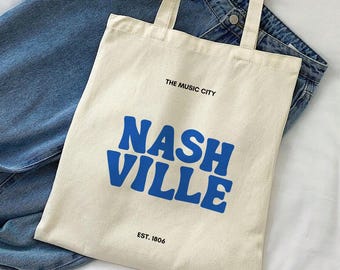 Nashville Tennessee Canvas Tote Bag | The Music City Bag | Souvenir Gift