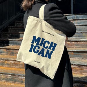 Michigan Canvas Tote Bag | The Great Lakes State | Souvenir Gift