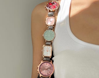 Handgemaakte punk veelkleurige horlogetasband en broekketting, unieke tasaccessoire, horlogebandje, Y2K-horlogeketting, gouden horlogetasketting, horlogeriem