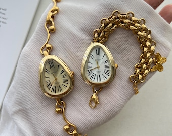 Reloj de pulsera vintage, reloj dorado con dije de mariposa, reloj de pulsera dorado para mujer, reloj elegante de regalo, reloj de cadena dorada, reloj de moda de regalo para ella