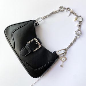 Punk Silver Watch Bag Strap&Pants Chain, Y2K Bag Accessory,Chunky Purse Strap,Silver Chain Bag Strap,Watch Waist Chain,Y2K Spider Clock Gift