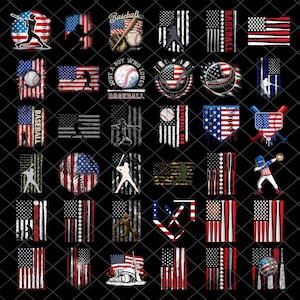 Patriotic Baseball PNG Bundle, American Flag Baseball Designs, USA Baseball Shirt PNG, 4th of July Baseball, Sports png Digital Download