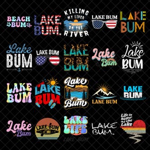 Lake Bum PNG Bundle, Lake Life Png, Summer Vacation Lake Lover Png, Retro Lake Bum Quotes Png, Lake Days Digital, Sublimation Design