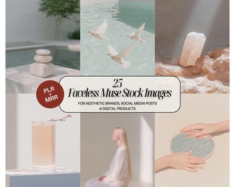 Faceless Influencer Stock Photo Bundle PLR MRR Aesthetic Images for Reels Instagram Content Creators Modern Branding