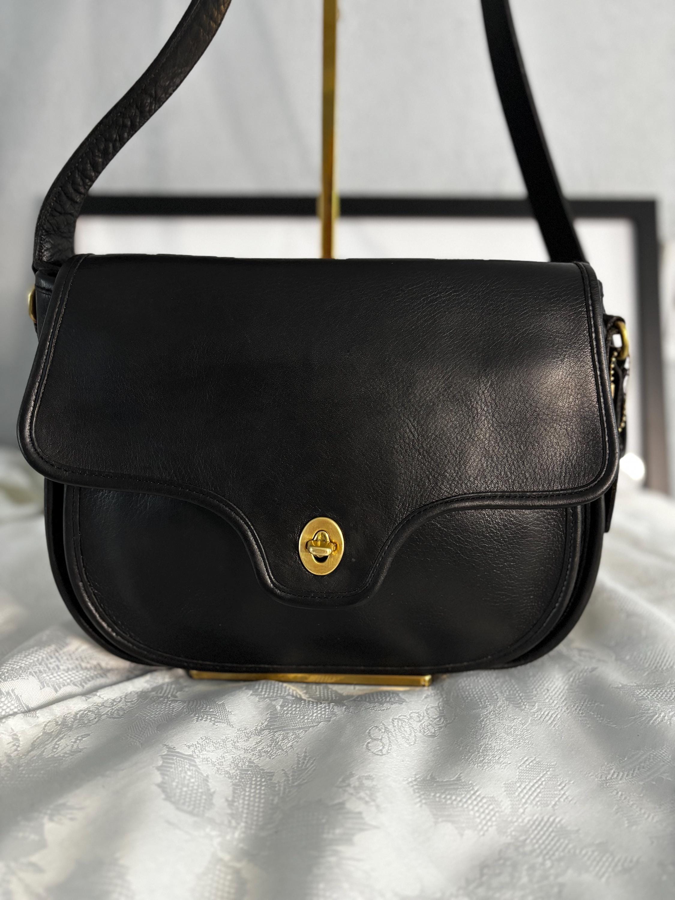 バッグ Vintage Coach Lenox Bag Black Leather Vintage Coach Lenox Bag - Etsy